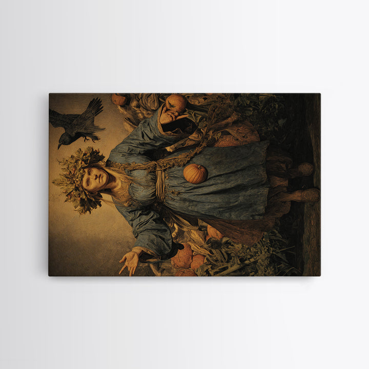 The Personification Of October, Medieval Grotesque Art, Landscape Wall Art, Gothic Horror Wall Art, Framed Canvas Print
