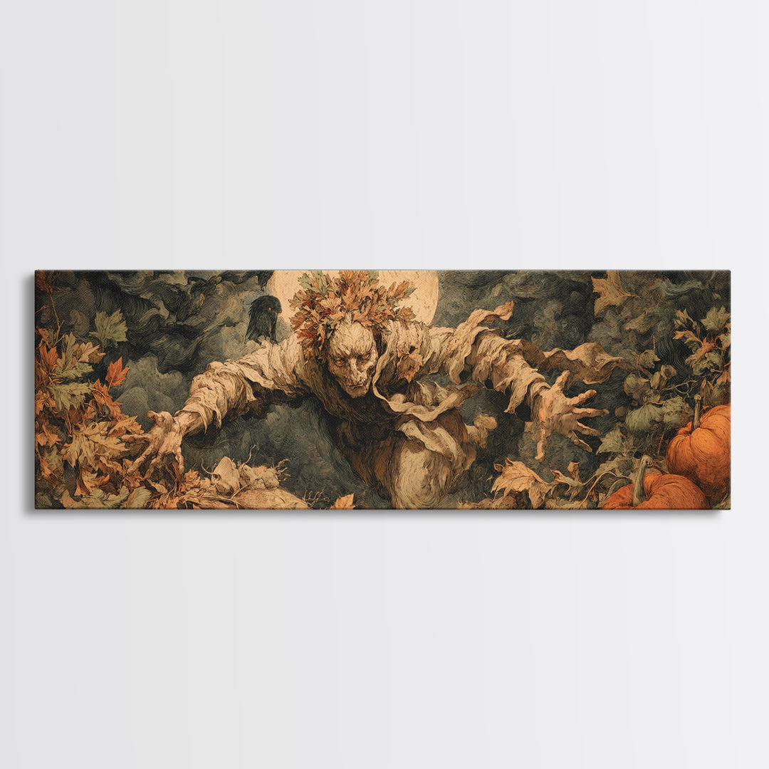 The Personification Of October, Dark Renaissance Art, Extra Wide Wall Art, Dark Fantasy Wall Art, Framed Canvas Print