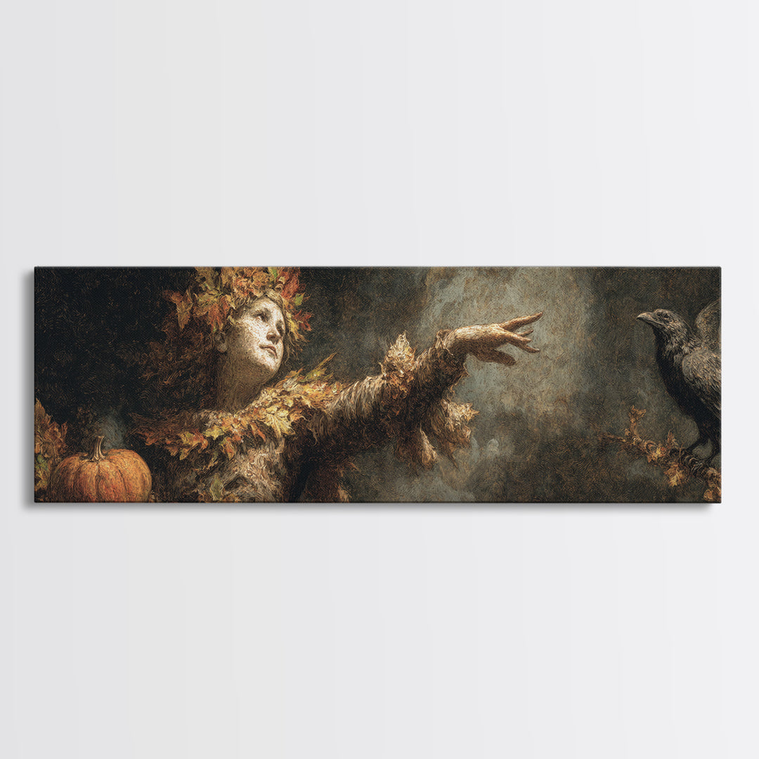 The Personification Of October, Dark Romantic Horror Art, Extra Wide Wall Art, Gothic Horror Wall Art, Canvas Print, Halloween Wall Art