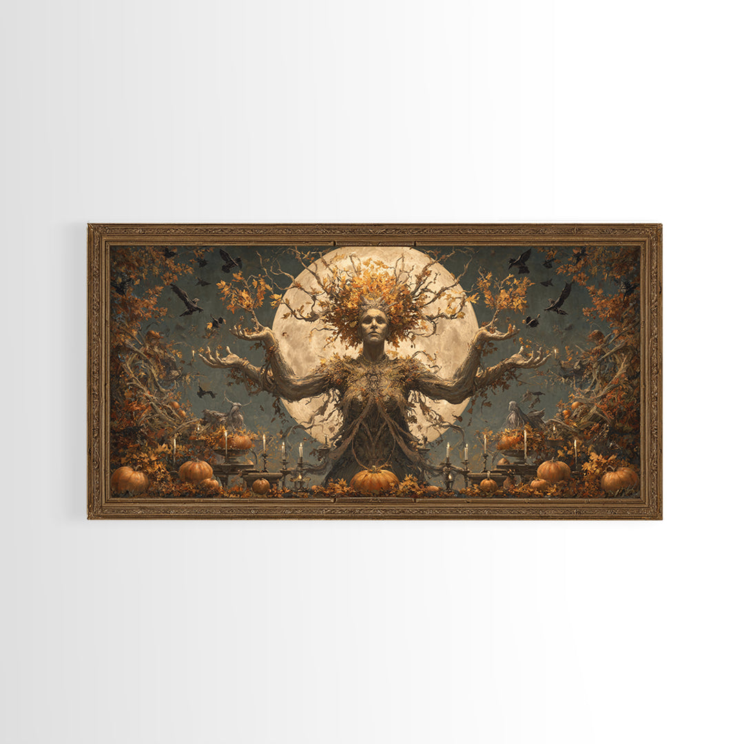 The Personification Of October, Apocalyptic Romantic Art, Wide Panoramic Art, Gothic Horror Wall Art, Canvas Print, Halloween Wall Art