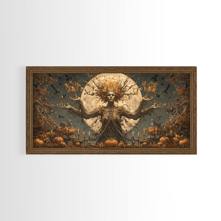 The Personification Of October, Apocalyptic Romantic Art, Wide Panoramic Art, Gothic Horror Wall Art, Canvas Print, Halloween Wall Art