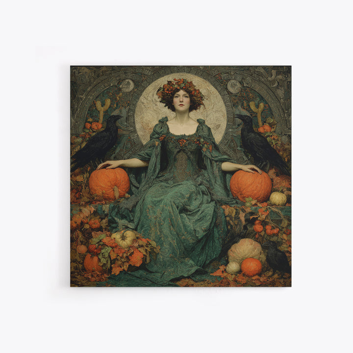 The Personification Of October, Dark Symbolist Art, Square Wall Art, Dark Fantasy Wall Art, Framed Canvas Print, Gothic Home Decor