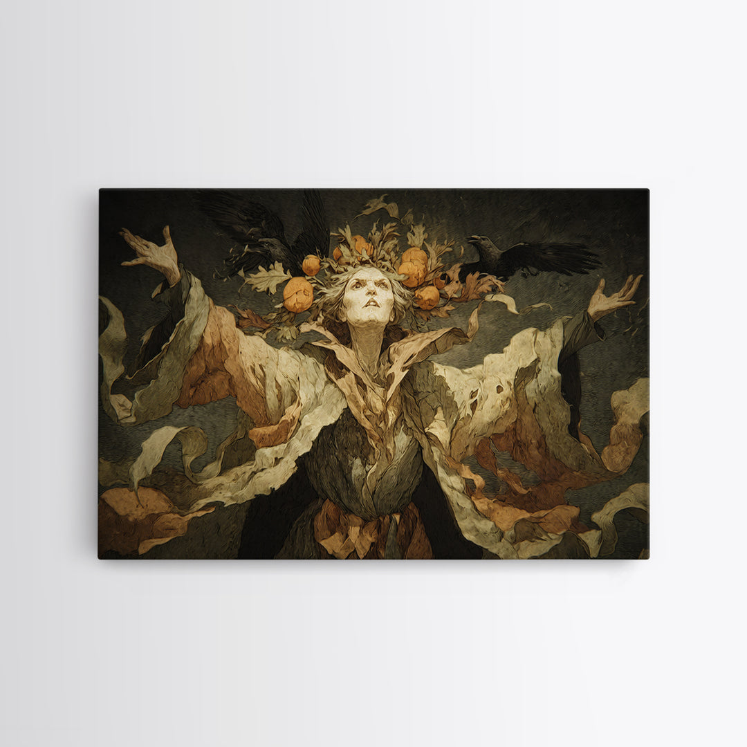 The Personification Of October, Expressionist Nightmare Art, Landscape Wall Art, Dark Fantasy Wall Art, Canvas Print, Halloween Wall Art