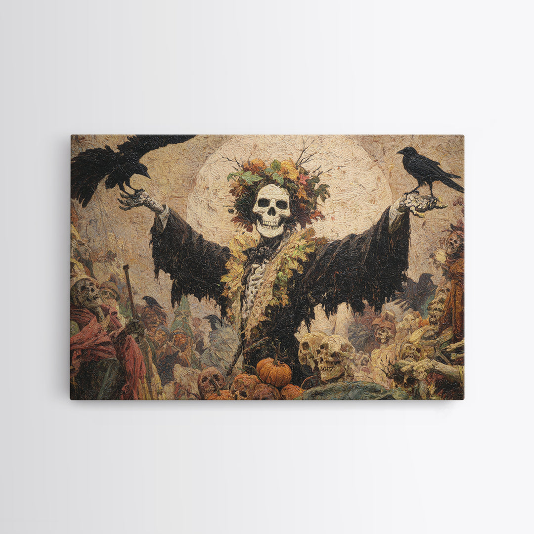 The Personification Of October, Grotesque Carnival Art, Landscape Wall Art, Macabre Wall Art, Framed Canvas Print, Halloween Wall Art
