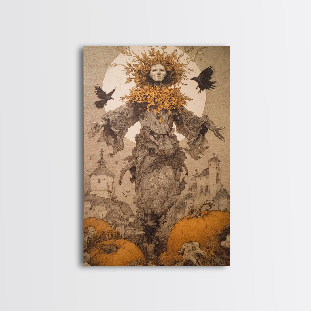 The Personification Of October, Victorian Macabre Art, Vertical Wall Art, Macabre Wall Art, Canvas Print, Halloween Wall Art