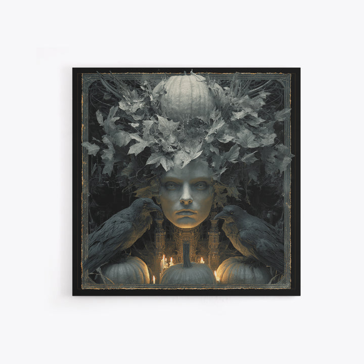 The Personification Of October, Biomechanical Horror Art, Square Wall Art, Dark Halloween Decor, Canvas Print, Halloween Wall Art