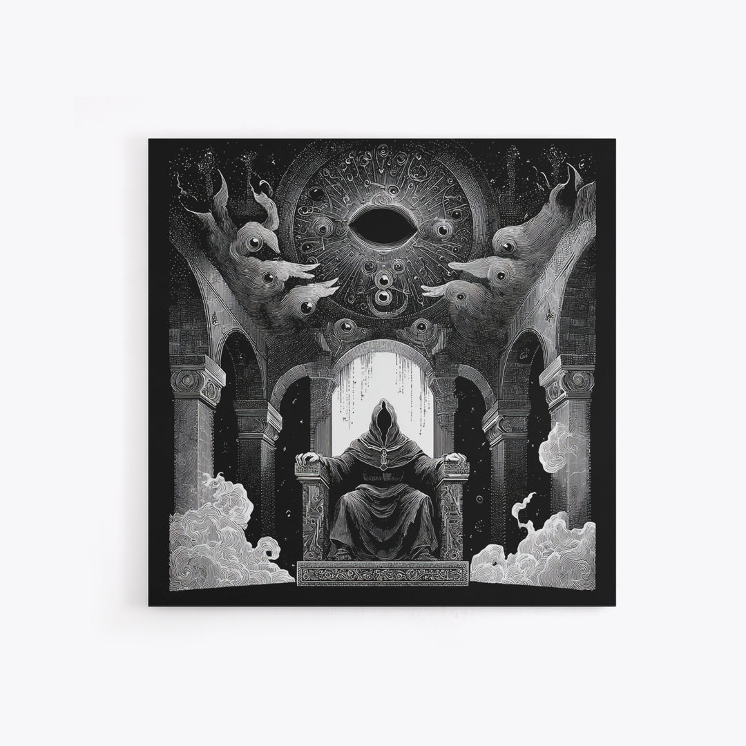 The Dreaming Priest Of The Outer Gate, Symbolist Dream Art, Square Wall Art, Dark Fantasy Wall Art, Canvas Print, Halloween Wall Art