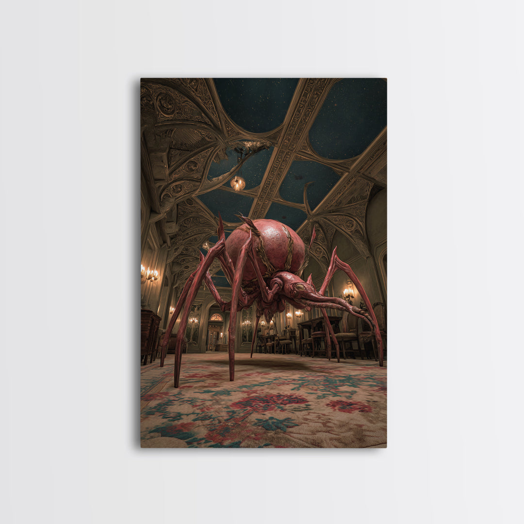 The Crawler Beneath The Floor Of Stars, Ornate Symbolist Art, Vertical Wall Art, Dark Fantasy Wall Art, Canvas Print