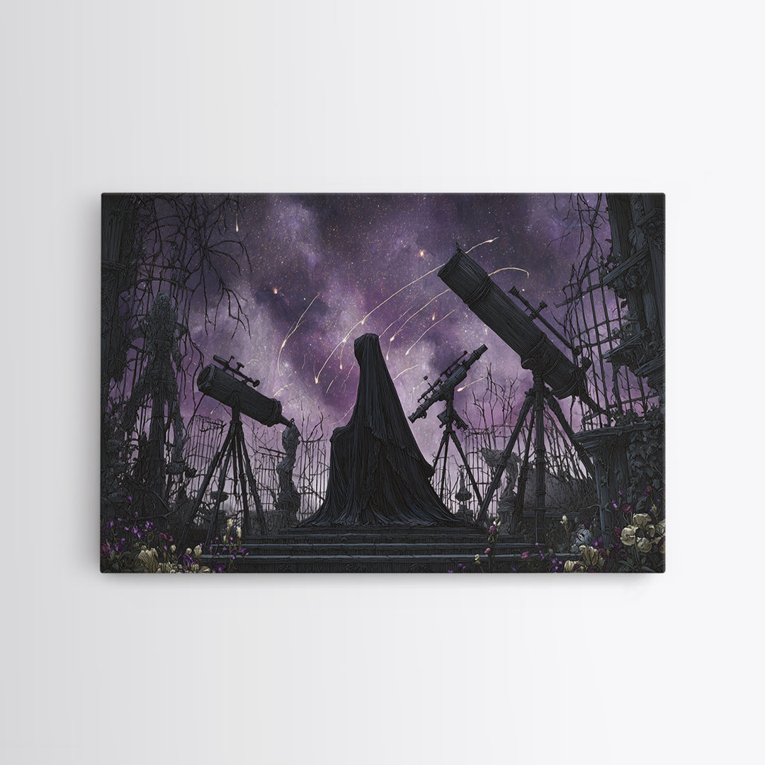The Widow Of The Whispering Comet, Expressionist Nightmare Art, Landscape Wall Art, Macabre Wall Art, Canvas Print, Halloween Wall Art