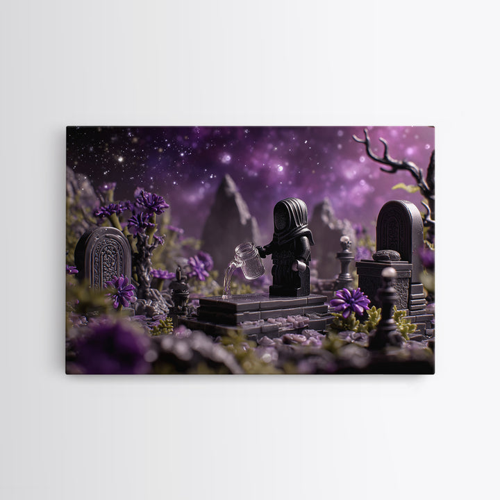 The Grave Gardener Of Yuggoth, Symbolist Gothic Landscape, Landscape Wall Art, Dark Fantasy Wall Art, Canvas Print, Halloween Wall Art