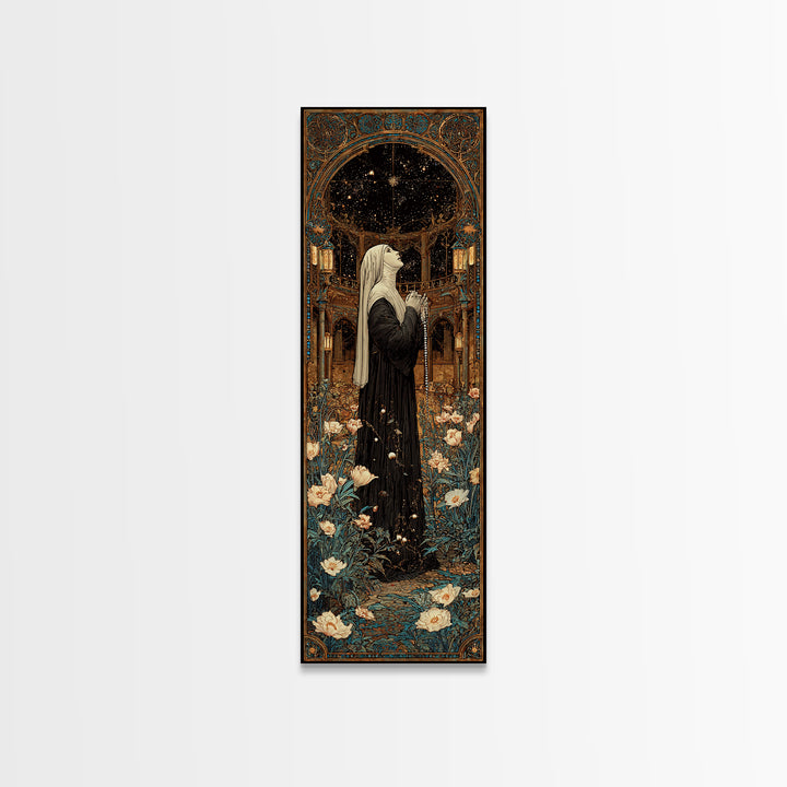 The Nun Of The Endless Constellation, Stained Glass Gothic Art, Tall Narrow Wall Art, Gothic Horror Wall Art, Canvas Print
