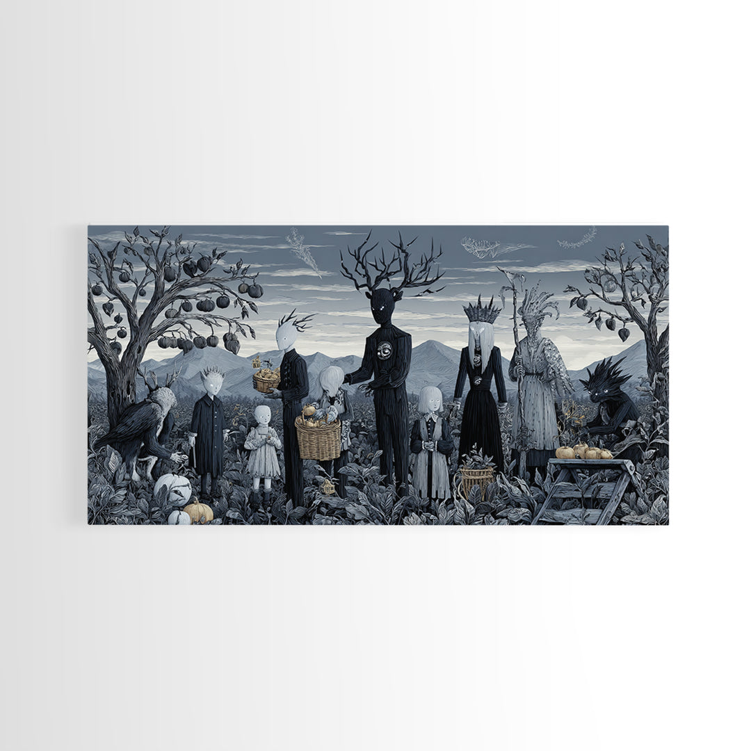 The Children Of The Star Orchard, Symbolist Dream Art, Wide Panoramic Art, Macabre Wall Art, Canvas Print, Halloween Wall Art