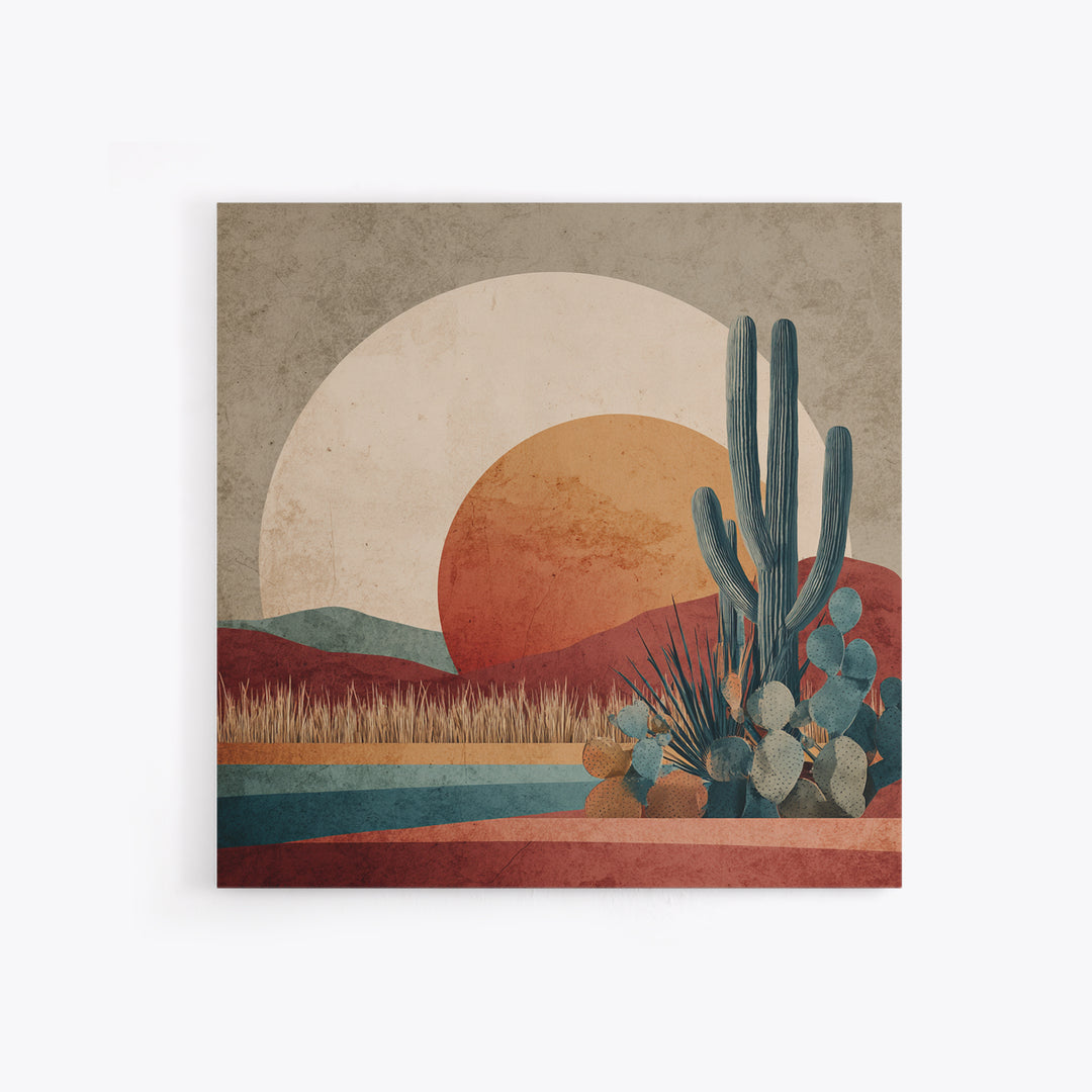 Desert Moon over Rolling Sand Canvas Print, Desert Art, Digital Download Art, Southwestern Decor, Desert, Minimalist Decor, DES-1x1-10