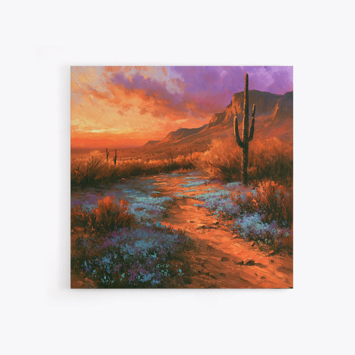 Desert Wildflowers After Spring Rain Framed Canvas Print, Desert Art, Nature Wall Art, Southwestern Decor, Fine Art, Desert, DES-1x1-100