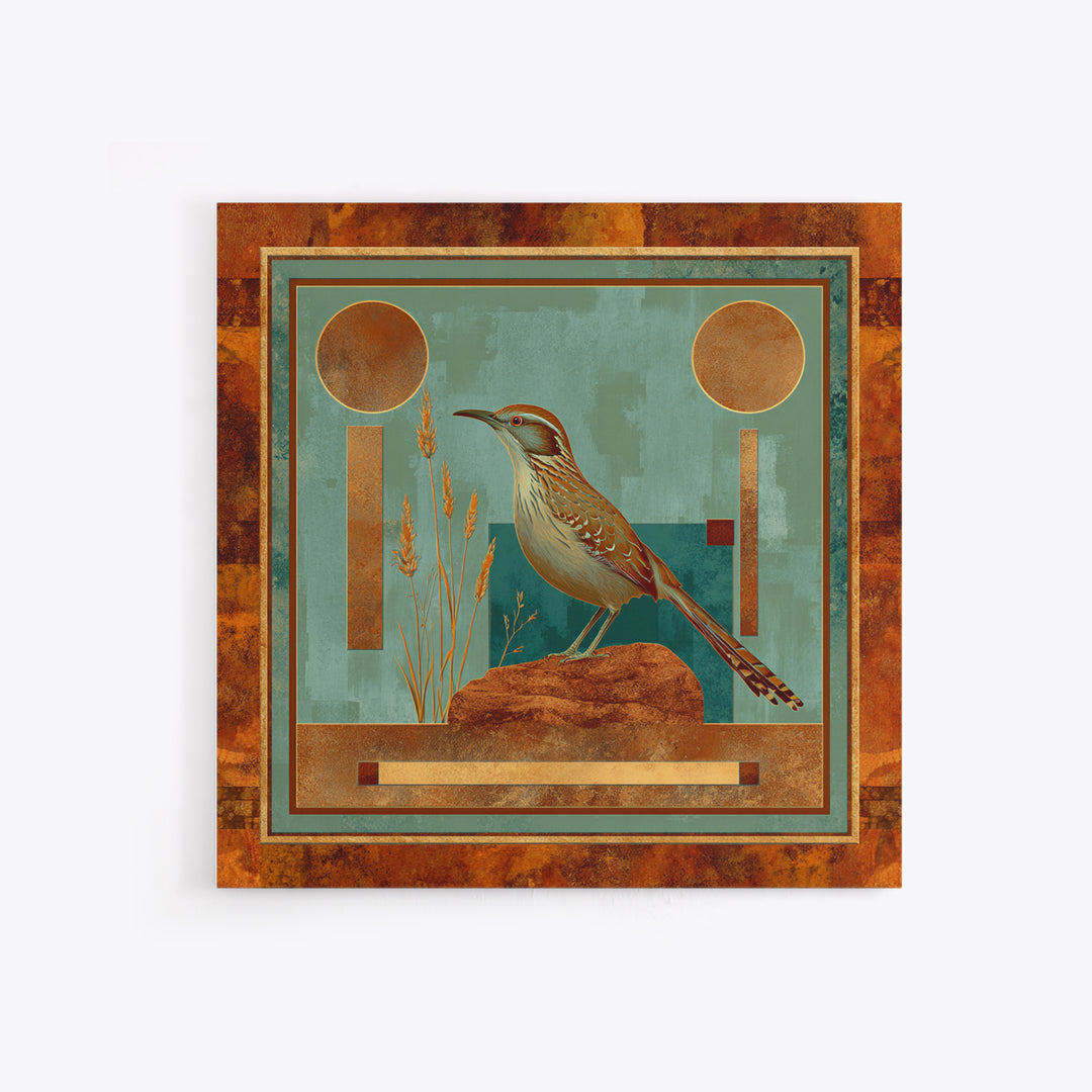Roadrunner Bird in a Dry Wash Canvas Print, Desert Art, Living Room Art, Southwestern Decor, Watercolor Art, Desert, DES-1x1-14