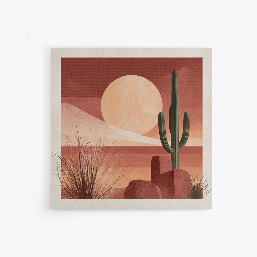 Minimal Beige Sun Canvas Print, Desert Art, Landscape Art, Southwestern Decor, Fine Art, Desert, Art Print, Textured Painting, DES-1x1-22