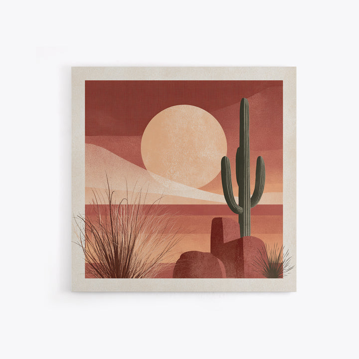 Minimal Beige Sun Canvas Print, Desert Art, Landscape Art, Southwestern Decor, Fine Art, Desert, Art Print, Textured Painting, DES-1x1-22