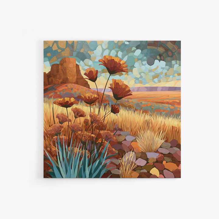 Desert Wildflowers After Spring Rain Framed Canvas Print, Desert Art, Wall Art Prints, Southwestern Decor, Fine Art, Desert, DES-1x1-28