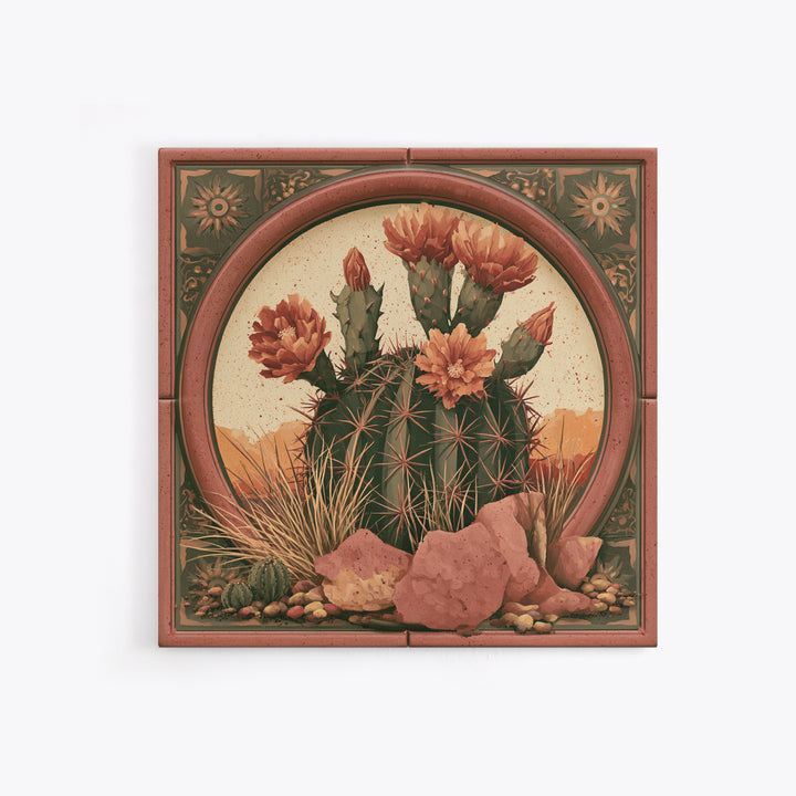 Cactus Botanical Plate Framed Canvas Print, Desert Art, Gallery Decor, Southwestern Decor, Fine Art, Desert, Home Decor, DES-1x1-32