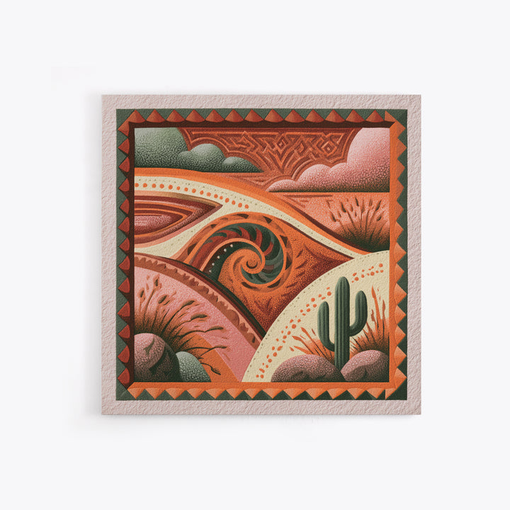 Wind Carved Dune Patterns from Above Framed Canvas Print, Desert Art, Boho, Southwestern Decor, Watercolor Art, Desert, DES-1x1-44
