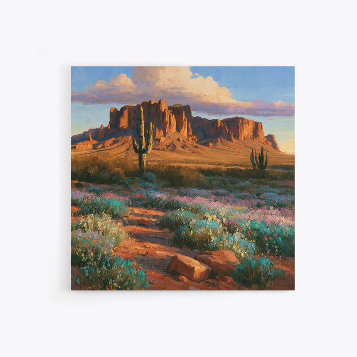 Desert Wildflowers After Spring Rain Framed Canvas Print, Desert Art, Modern Wall Art, Southwestern Decor, Watercolor Art, DES-1x1-52