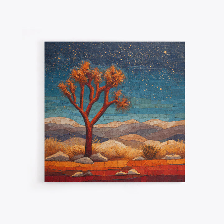 Joshua Tree under Star Filled Night Framed Canvas Print, Desert Art, Botanical Art, Southwestern Decor, Fine Art, Desert, DES-1x1-6