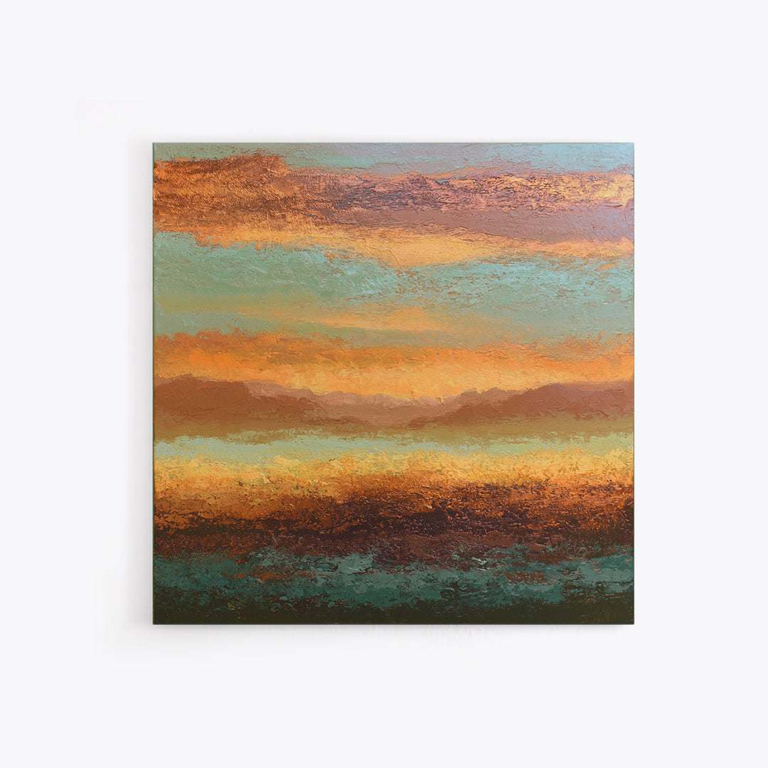 Abstract Heatwave Horizon Framed Canvas Print, Desert Art, Contemporary Art, Southwestern Decor, Fine Art, Desert, Original Art, DES-1x1-61
