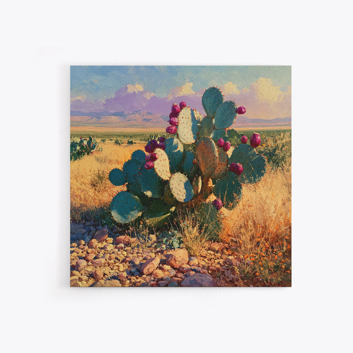 Prickly Pear Cactus Framed Canvas Print, Desert Art, Statement Artwork, Southwestern Decor, Fine Art, Desert, DES-1x1-67
