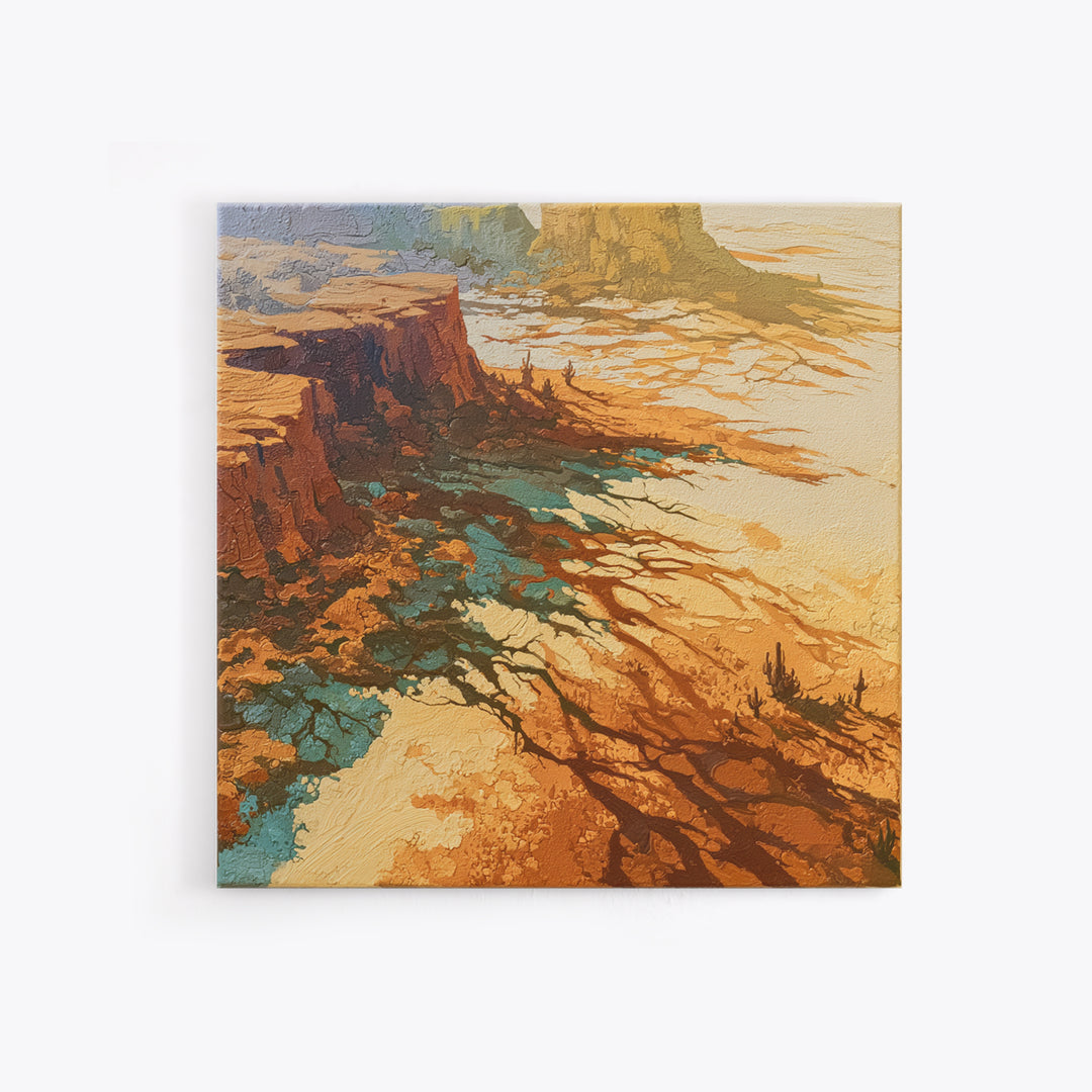 Wind Carved Dune Patterns from Above Framed Canvas Print, Desert Art, Western Wall Art, Southwestern Decor, Oil Painting, DES-1x1-68