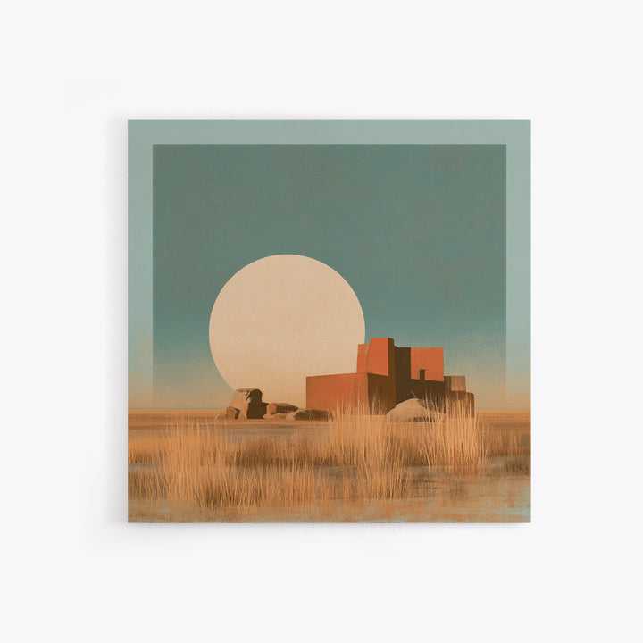 Minimal Beige Sun Framed Canvas Print, Desert Art, Gallery Decor, Southwestern Decor, Oil Painting, Desert, Home Decor, DES-1x1-70