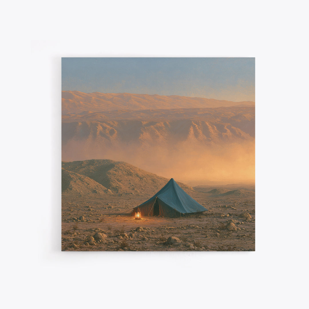 Moroccan Desert Tent Framed Canvas Print, Desert Art, Textured Painting, Southwestern Decor, Oil Painting, Desert, DES-1x1-83