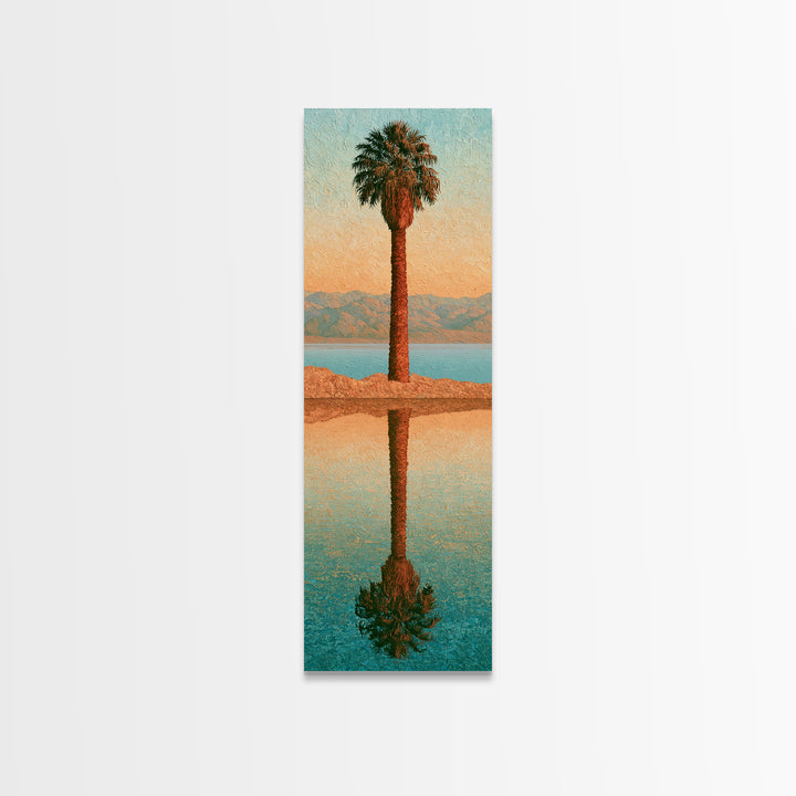 Palm Oasis Reflected Framed Canvas Print, Desert Art, Boho Decor, Southwestern Decor, Fine Art, Desert, Neutral Decor, DES-1x3-3