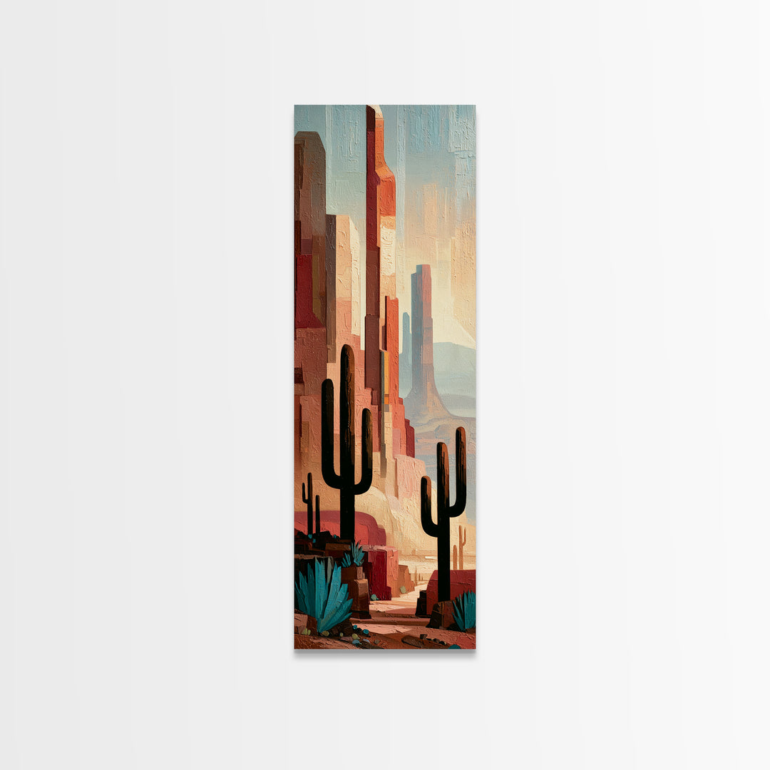 Terracotta and Cream Geometric Landscape Framed Canvas Print, Desert Art, Fine Art Print, Southwestern Decor, Fine Art, Desert, DES-1x3-30