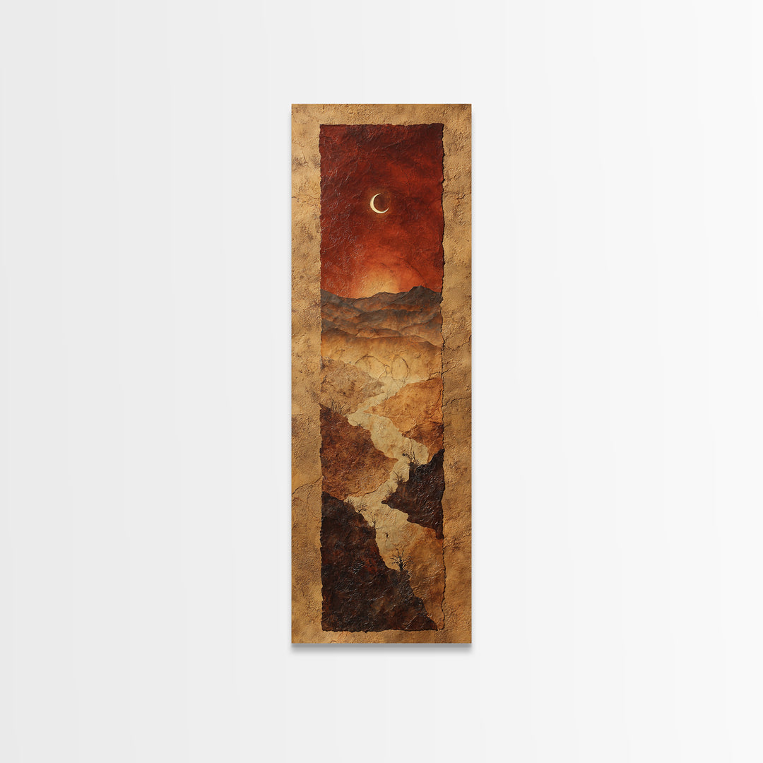 Roadrunner Bird in a Dry Wash Framed Canvas Print, Desert Art, Textured Painting, Southwestern Decor, Fine Art, Desert, DES-1x3-50
