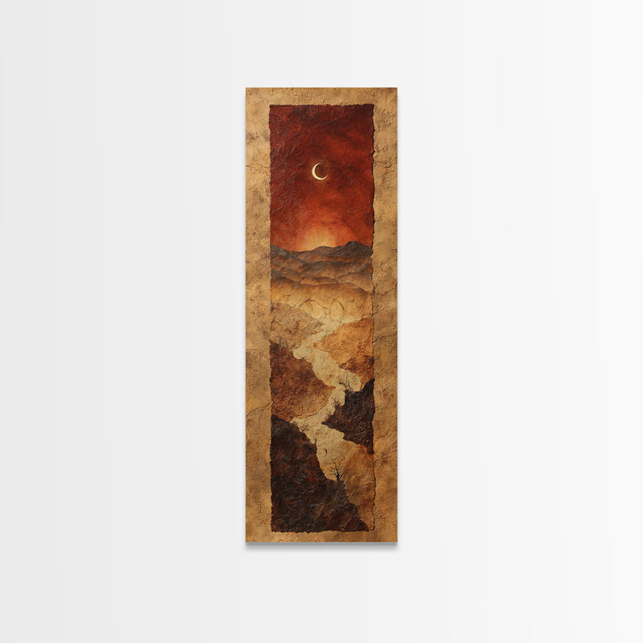 Roadrunner Bird in a Dry Wash Framed Canvas Print, Desert Art, Textured Painting, Southwestern Decor, Fine Art, Desert, DES-1x3-50