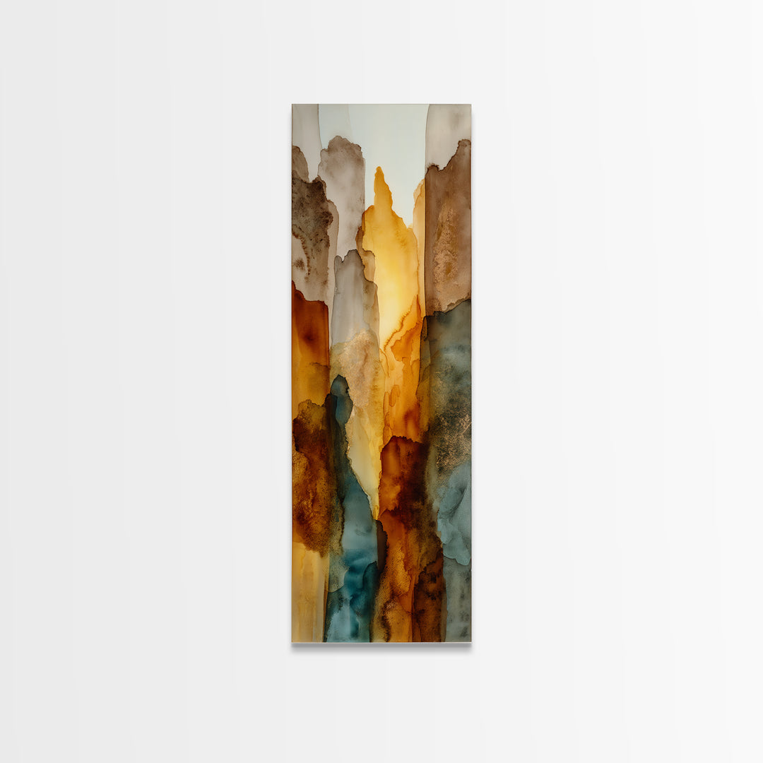 Saguaro Cactus under Orange Sunset Sky Framed Canvas Print, Desert Art, Original Art, Southwestern Decor, Fine Art, Desert, DES-1x3-61