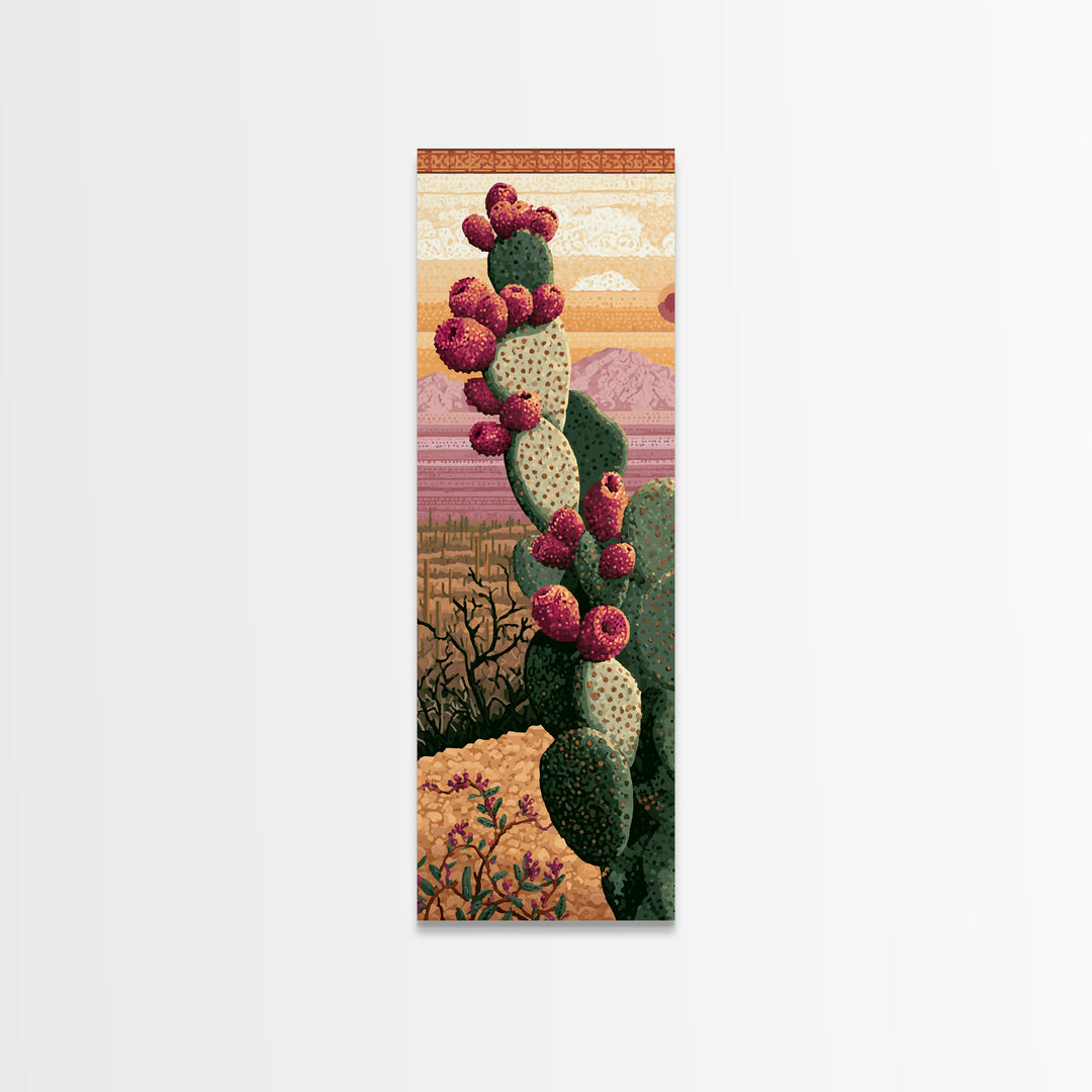 Prickly Pear Cactus Canvas Print, Desert Art, Western Decor, Southwestern Decor, Fine Art, Desert, Modern Decor, Fine Art Print, DES-1x3-7