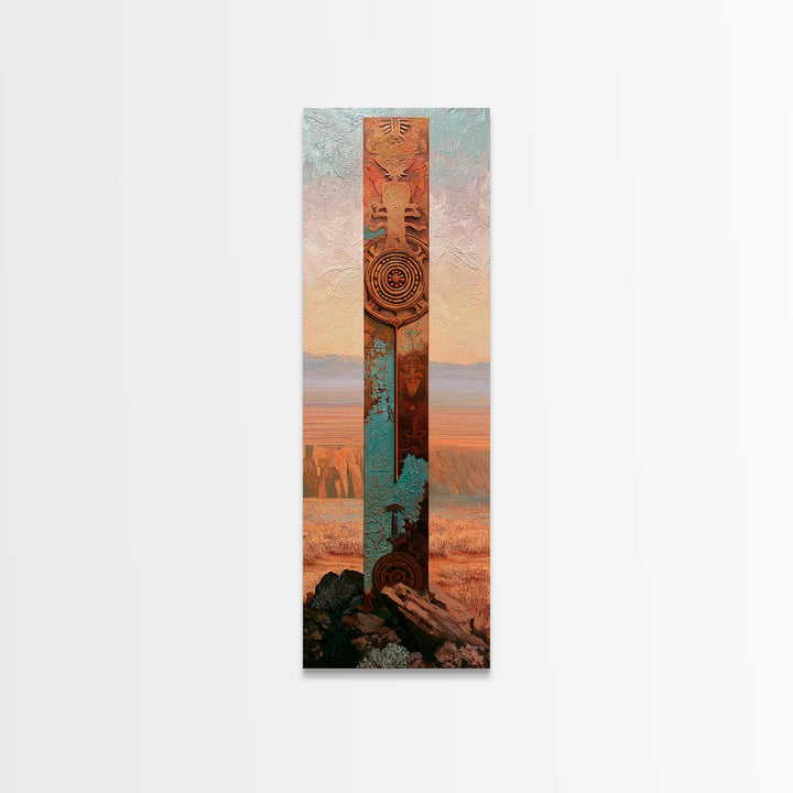 Ancient Desert Petroglyph Design Canvas Print, Desert Art, Digital Download Art, Southwestern Decor, Watercolor Art, Desert, DES-1x3-81