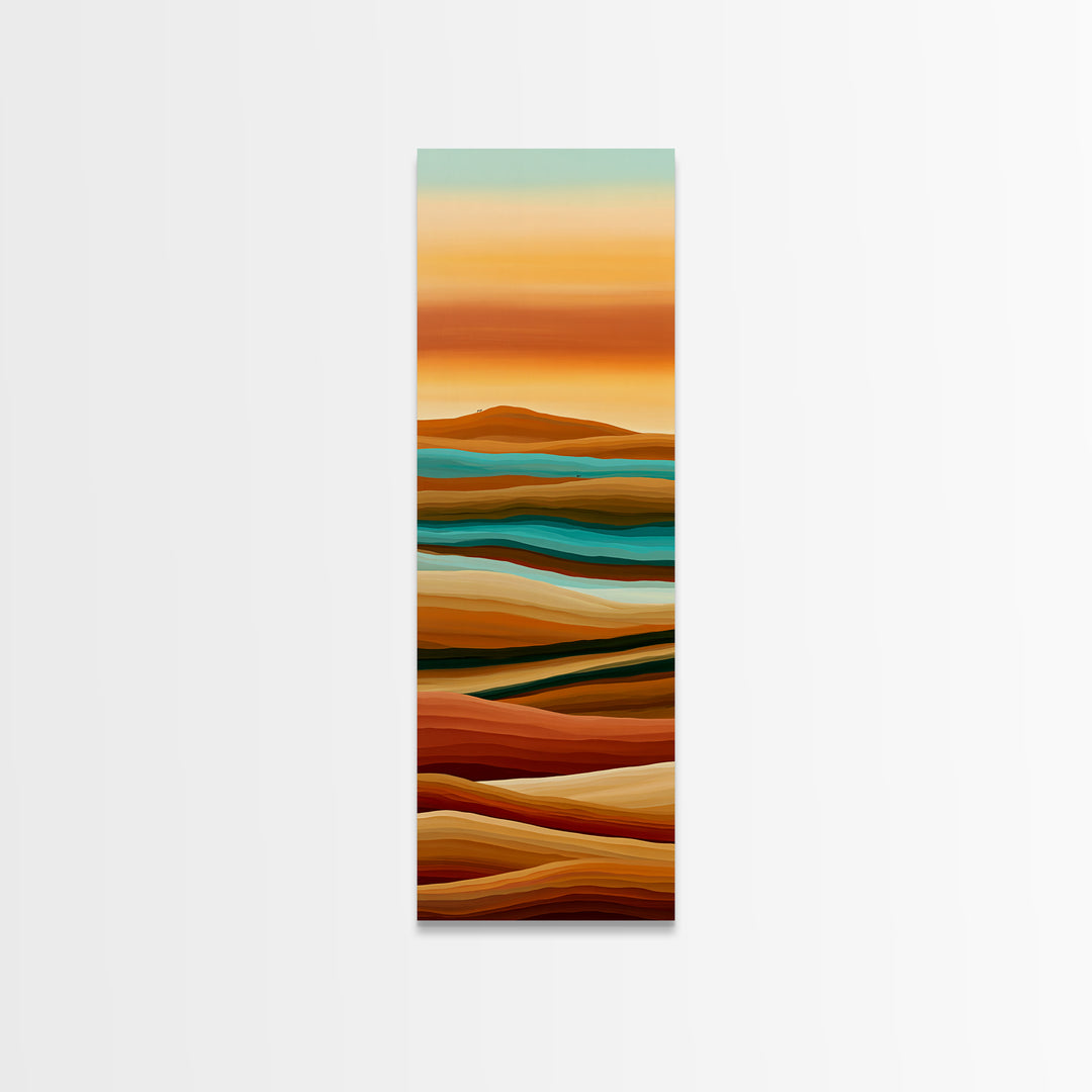 Camel Caravan Crossing Golden Dunes Framed Canvas Print, Desert Art, Digital Prints, Southwestern Decor, Fine Art, Desert, DES-1x3-91