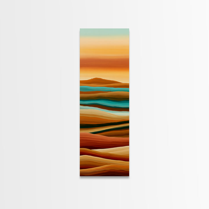 Camel Caravan Crossing Golden Dunes Framed Canvas Print, Desert Art, Digital Prints, Southwestern Decor, Fine Art, Desert, DES-1x3-91