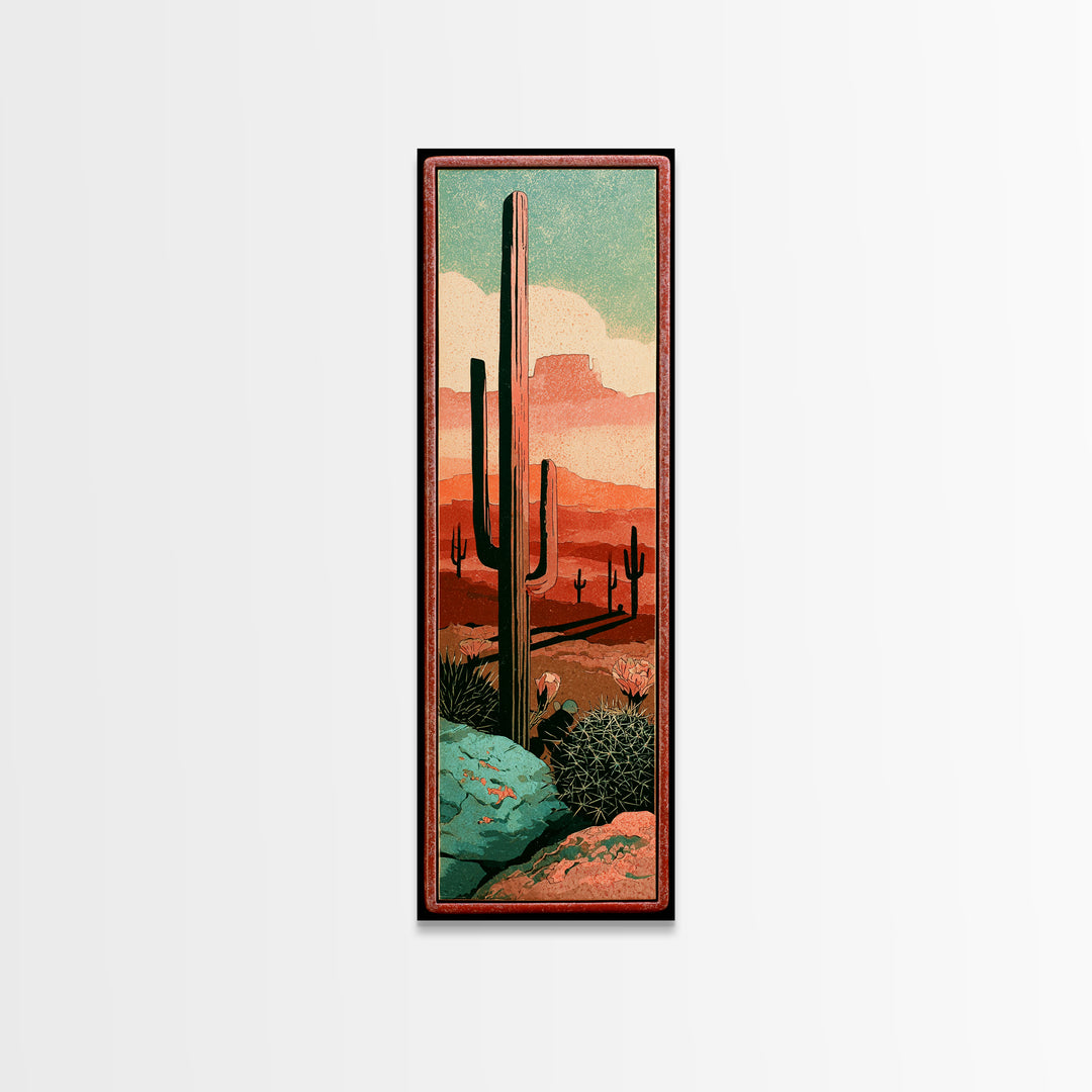 Cactus Botanical Plate Framed Canvas Print, Desert Art, Fine Art Print, Southwestern Decor, Fine Art, Desert, Digital Prints, DES-1x3-92