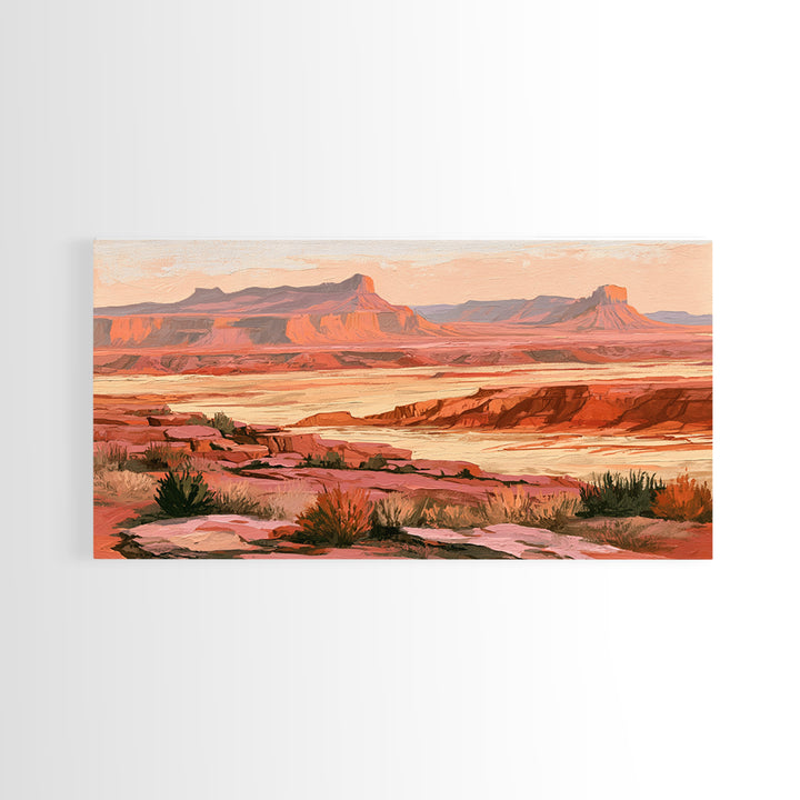 Abstract Mesa Landscape Framed Canvas Print, Desert Art, Original Art, Southwestern Decor, Fine Art, Desert, Landscape Wall Art, DES-2x1-23