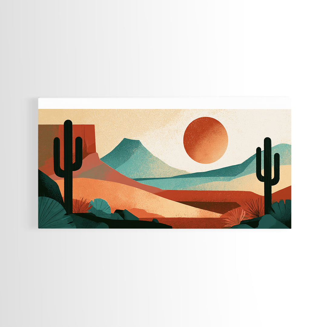 Terracotta and Cream Geometric Landscape Framed Canvas Print, Desert Art, Contemporary Art, Southwestern Decor, Desert, DES-2x1-38