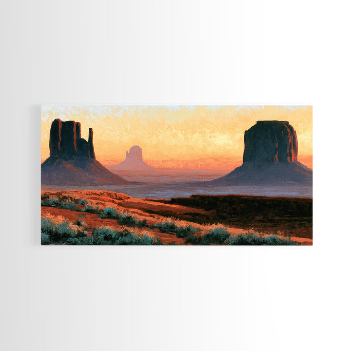 Monument Valley Silhouette Canvas Print, Desert Art, Bedroom Wall Art, Southwestern Decor, Fine Art, Desert, Fine Art Print, DES-2x1-53