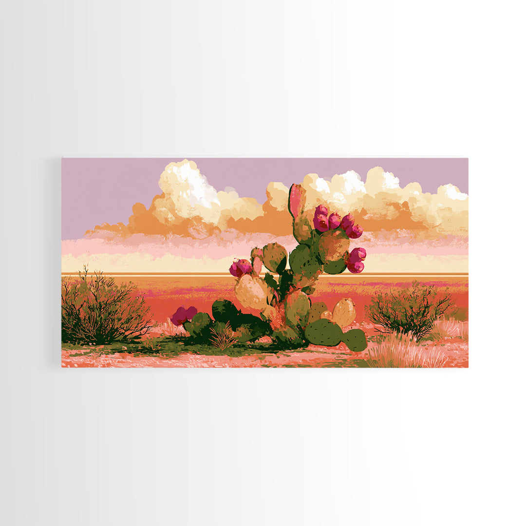 Prickly Pear Cactus Canvas Print, Desert Art, Bedroom Wall Art, Southwestern Decor, Fine Art, Desert, Fine Art Print, DES-2x1-63