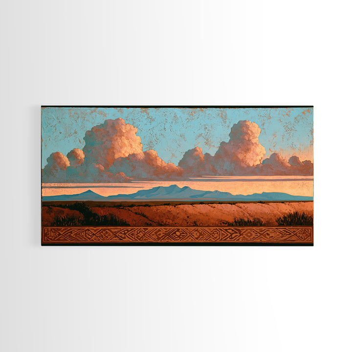 Ancient Desert Petroglyph Design Framed Canvas Print, Desert Art, Modern Wall Art, Southwestern Decor, Fine Art, Desert, DES-2x1-65