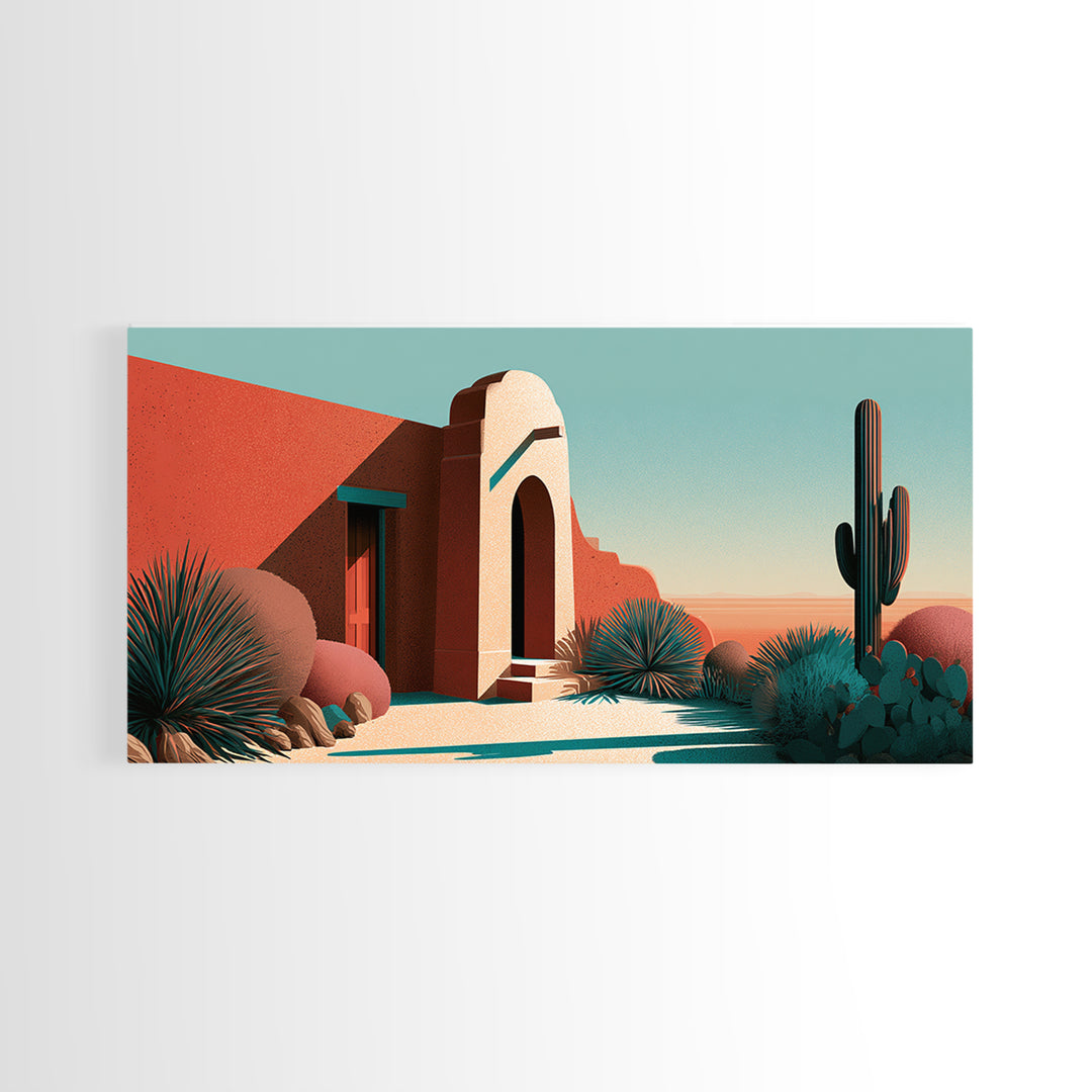 Adobe Doorway with Turquoise Shadow Canvas Print, Desert Art, Western Decor, Southwestern Decor, Fine Art, Desert, Modern Decor, DES-2x1-73