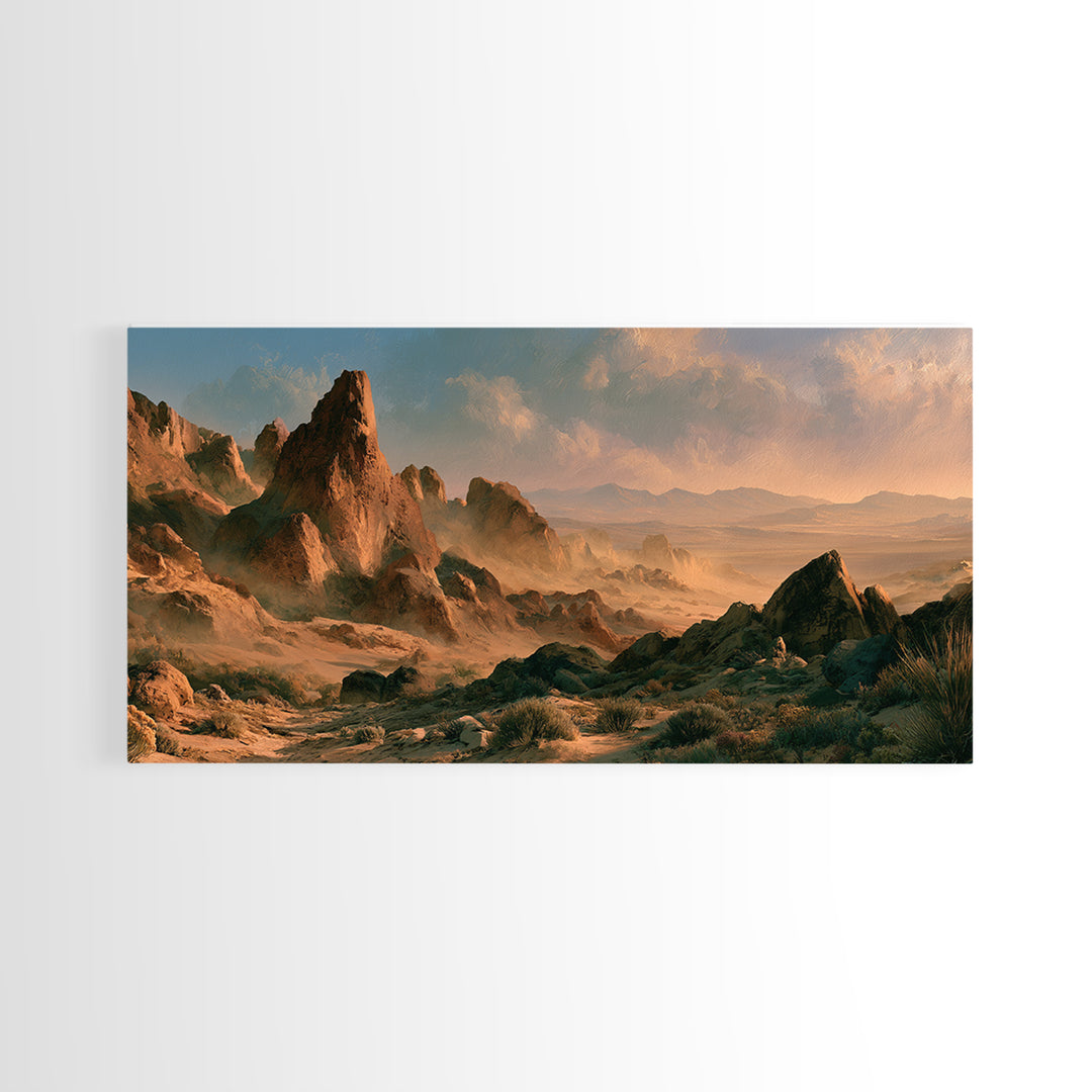 Ancient Desert Petroglyph Design Canvas Print, Desert Art, Landscape Wall Art, Southwestern Decor, Oil Painting, Desert, DES-2x1-89
