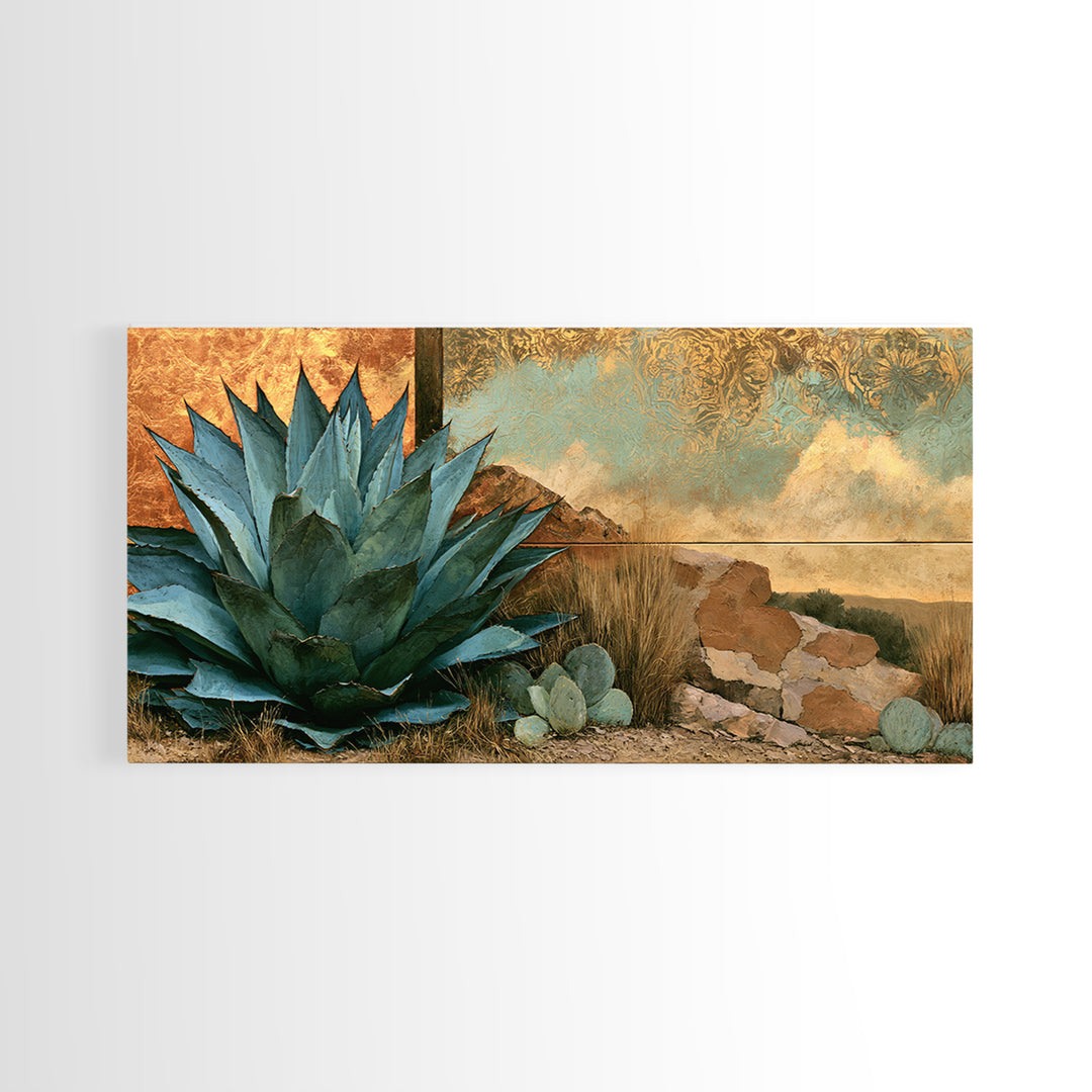 Agave Plant Closeup Framed Canvas Print, Desert Art, Abstract Wall Art, Southwestern Decor, Desert, Digital Download Art, DES-2x1-92