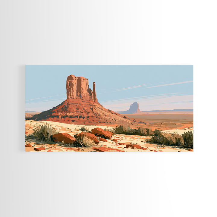 Abstract Mesa Landscape Framed Canvas Print, Desert Art, Statement Artwork, Southwestern Decor, Oil Painting, Desert, DES-2x1-95